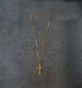 Crystal stone gold plated Cross long necklace