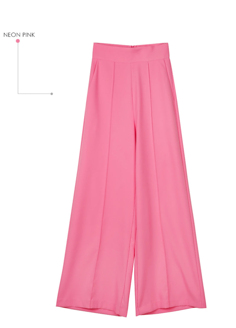 High waisted Wide pants (Pink, Green, Yellow)