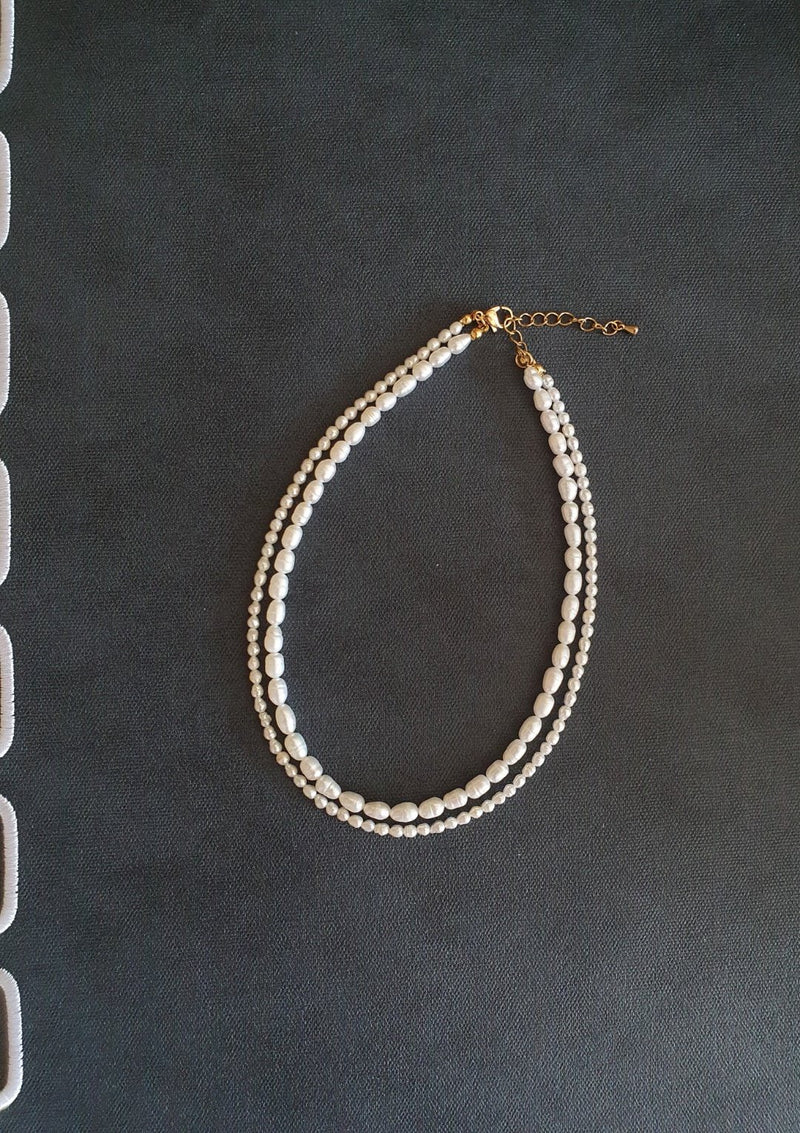 Fresh-water pearl necklace - 18k gold plated