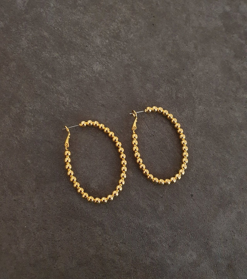 Gold-plated Oval Bubble hoop earrings
